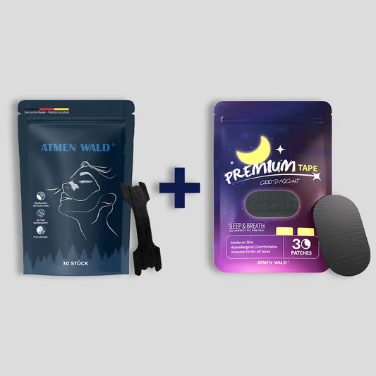 Atmenwald Ultimate Sleep Bundle: Includes 30 Nasal Strips and 30 Mouth Tape patches. A complete kit for better breathing and anti-snoring.