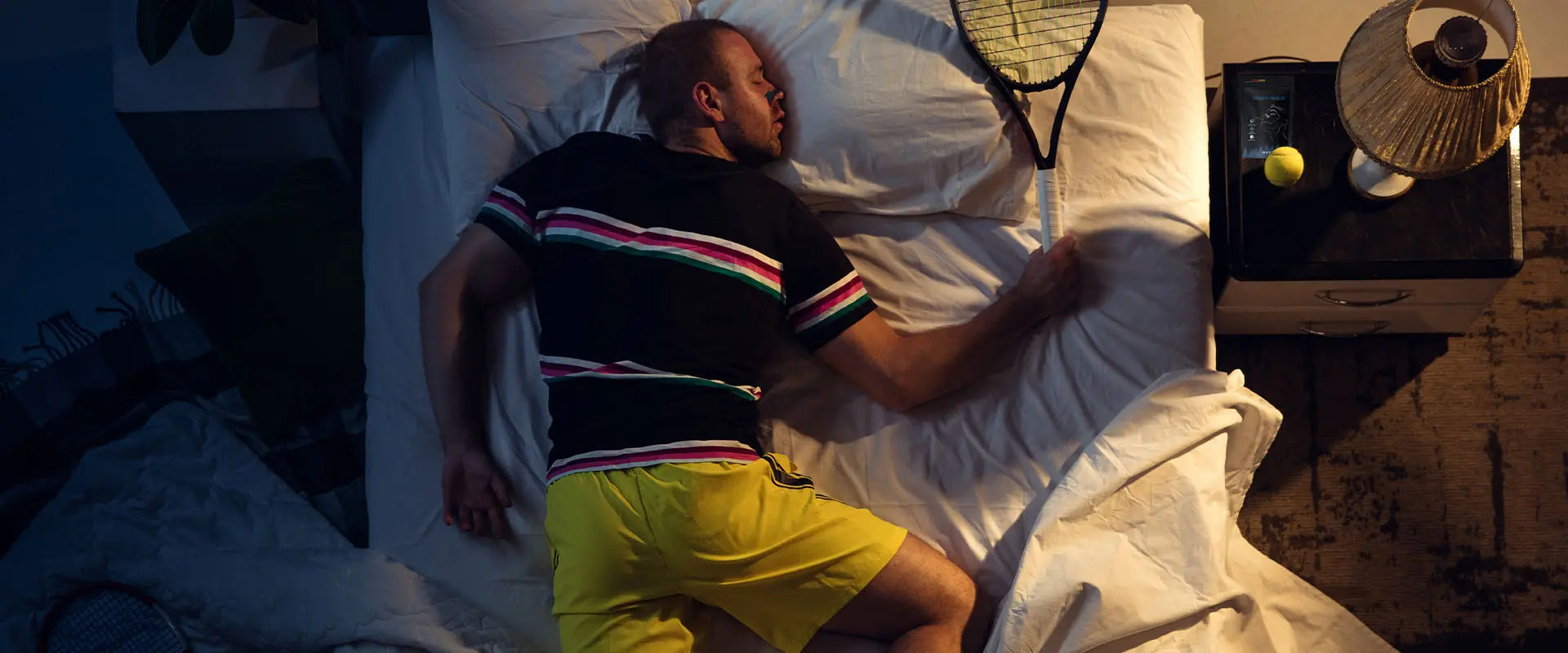 Sports recovery sleep using nasal breathing strips.